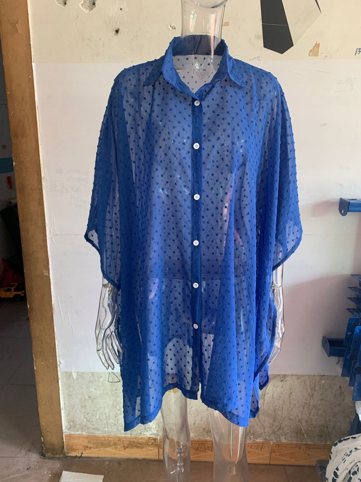 Top plażowy z szyfonu, letni, L Wzór dominujący mix wzorów