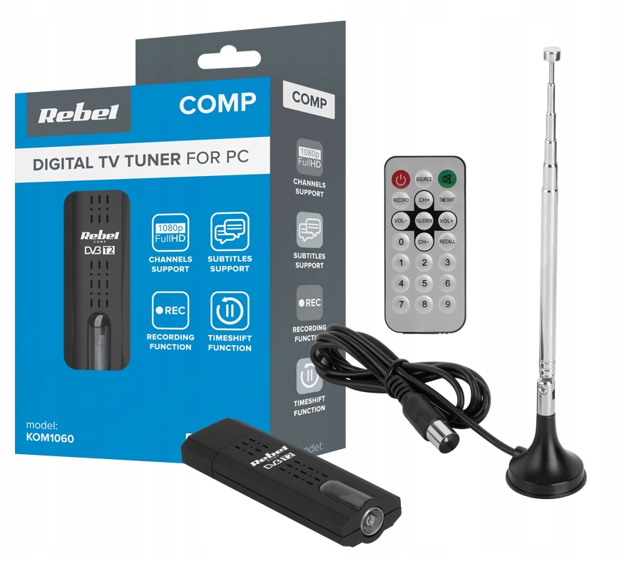 TUNER CYFROWY USB DVB-T2 H.265 HEVC DO LAPTOP PC Złącze USB
