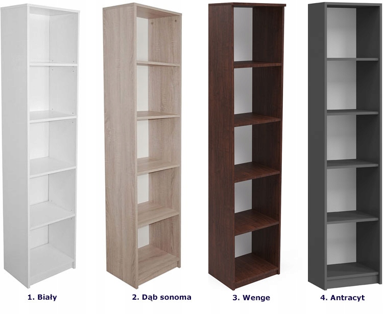 REGAŁ OTWARTY WĄSKI SŁUPEK PÓŁKI NA KSIĄŻKI 40 CM Kolekcja Lobert