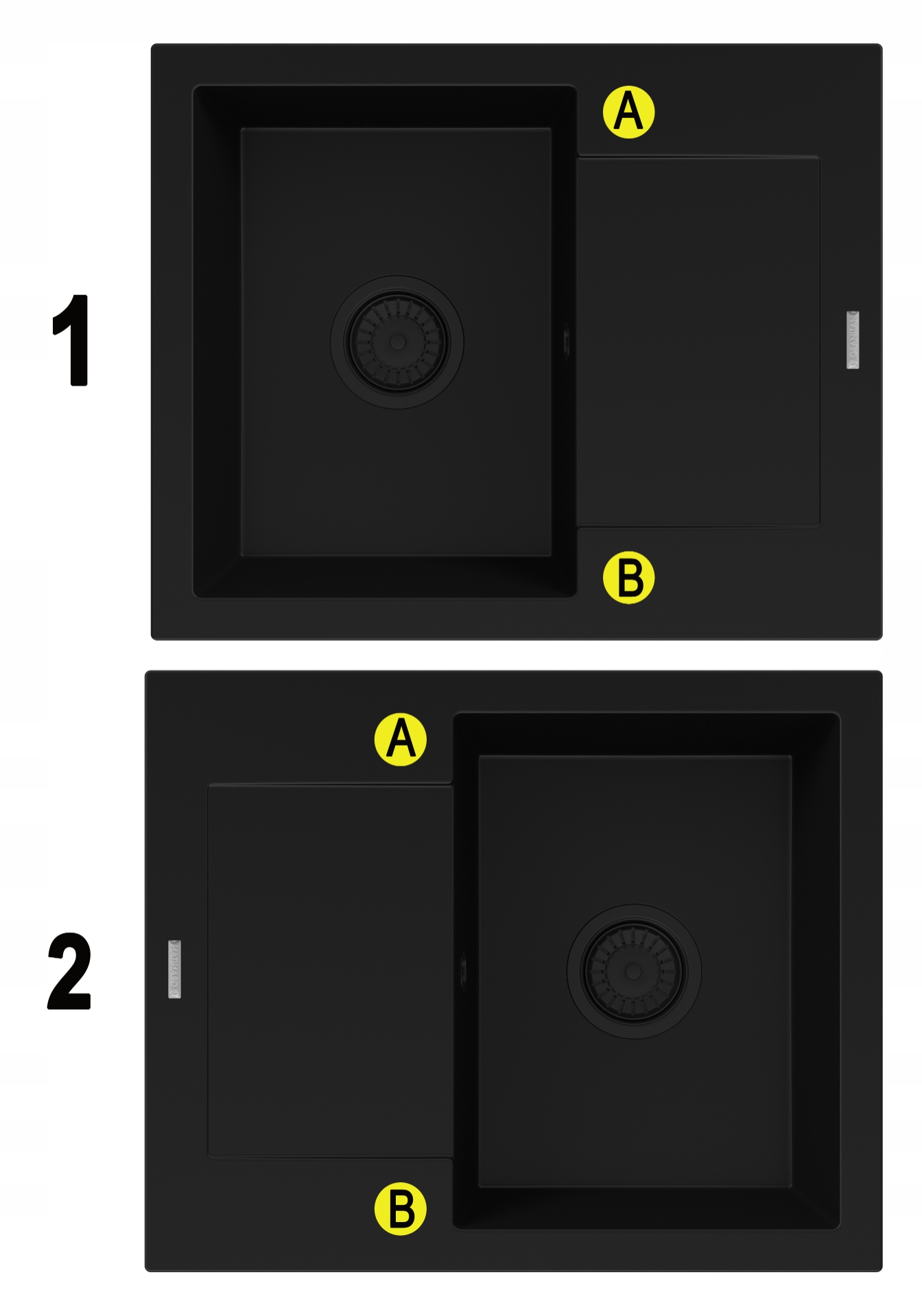 ZLEWOZMYWAK granitowy czarny jednokomorowy BELLO Zlew Syfon chrom Liczba komór jednokomorowy