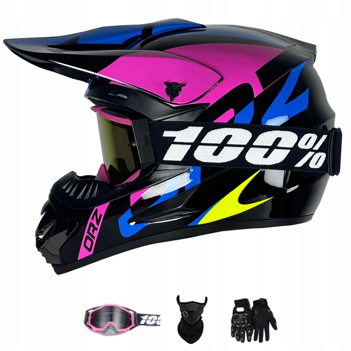 Motocyklová Přilba Crossová Lehká Enduro Quada Brýle Rukavice Maska L