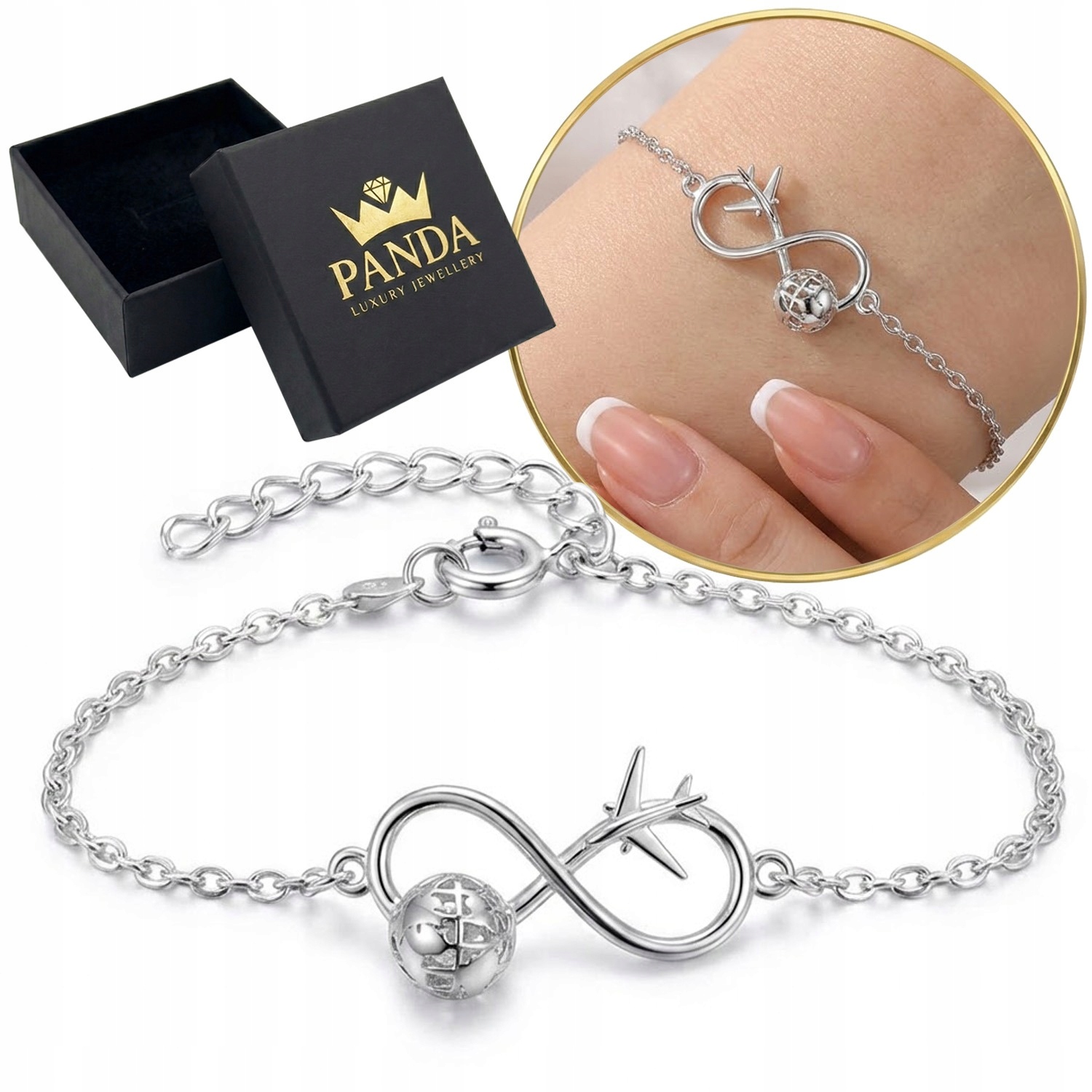 Náramek Stříbro 925 Nekonečno Letadlo Země pro cestovatelku