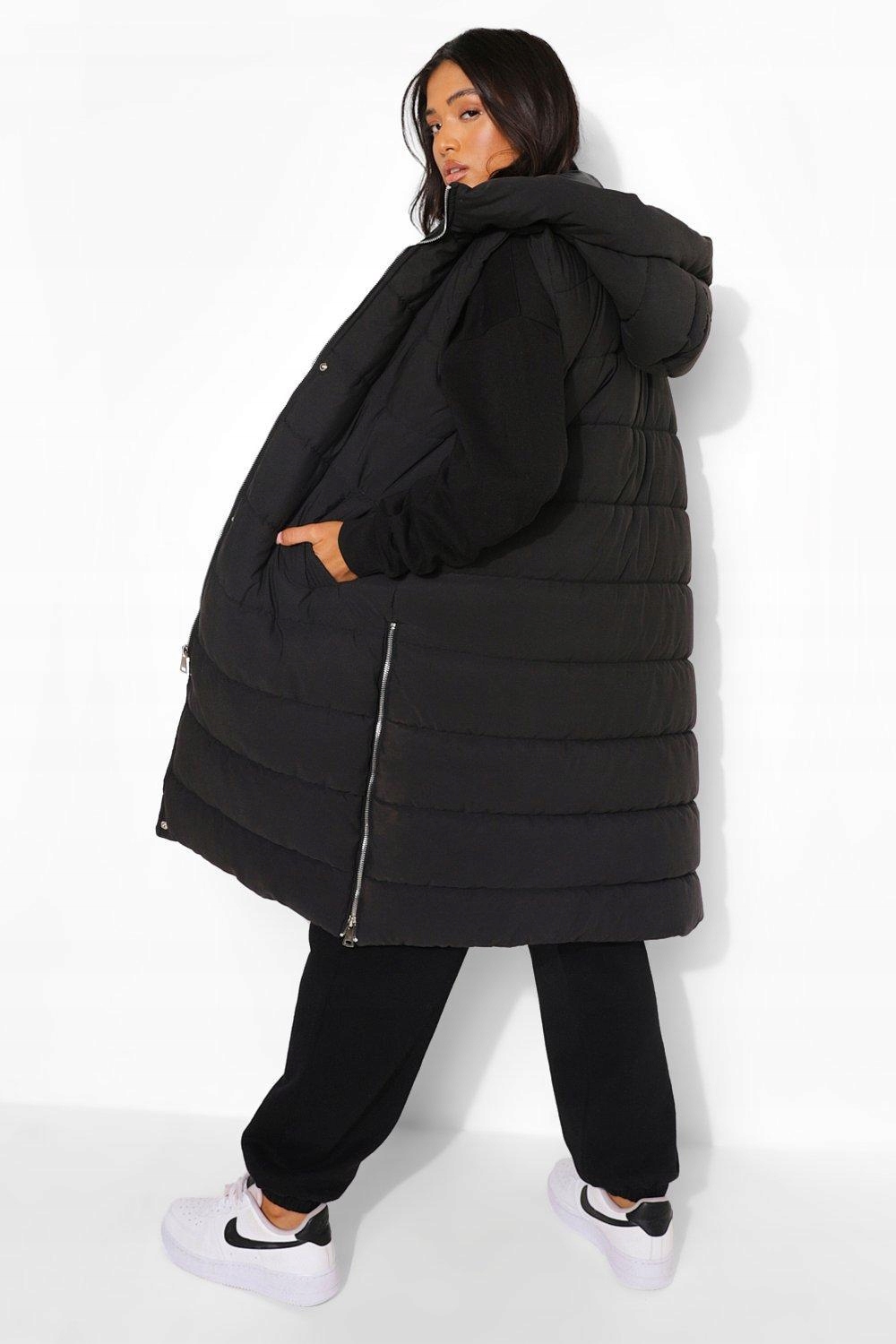 KAMIZELKA PIKOWANA CZARNA OCIEPLANA BEZRĘKAWNIK Z KAPTUREM BOOHOO M Marka Boohoo