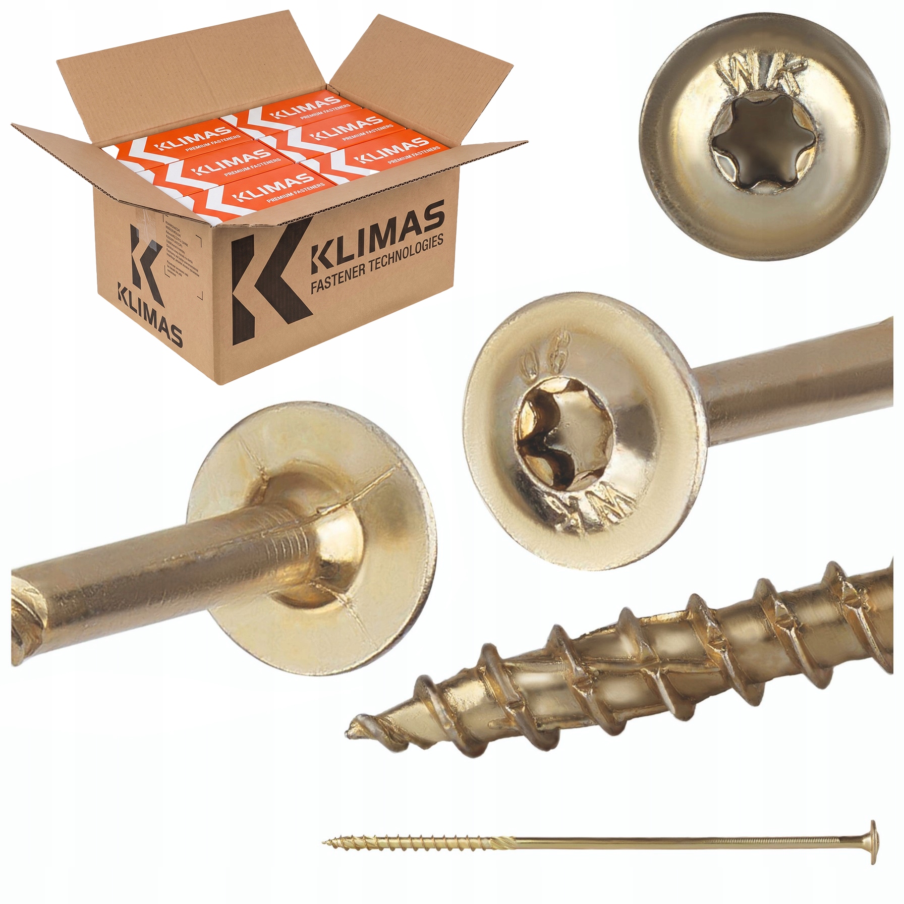 Tesárske skrutky Torx 8x260 mm 400 ks tanierové na drevo Klimas Wkcp