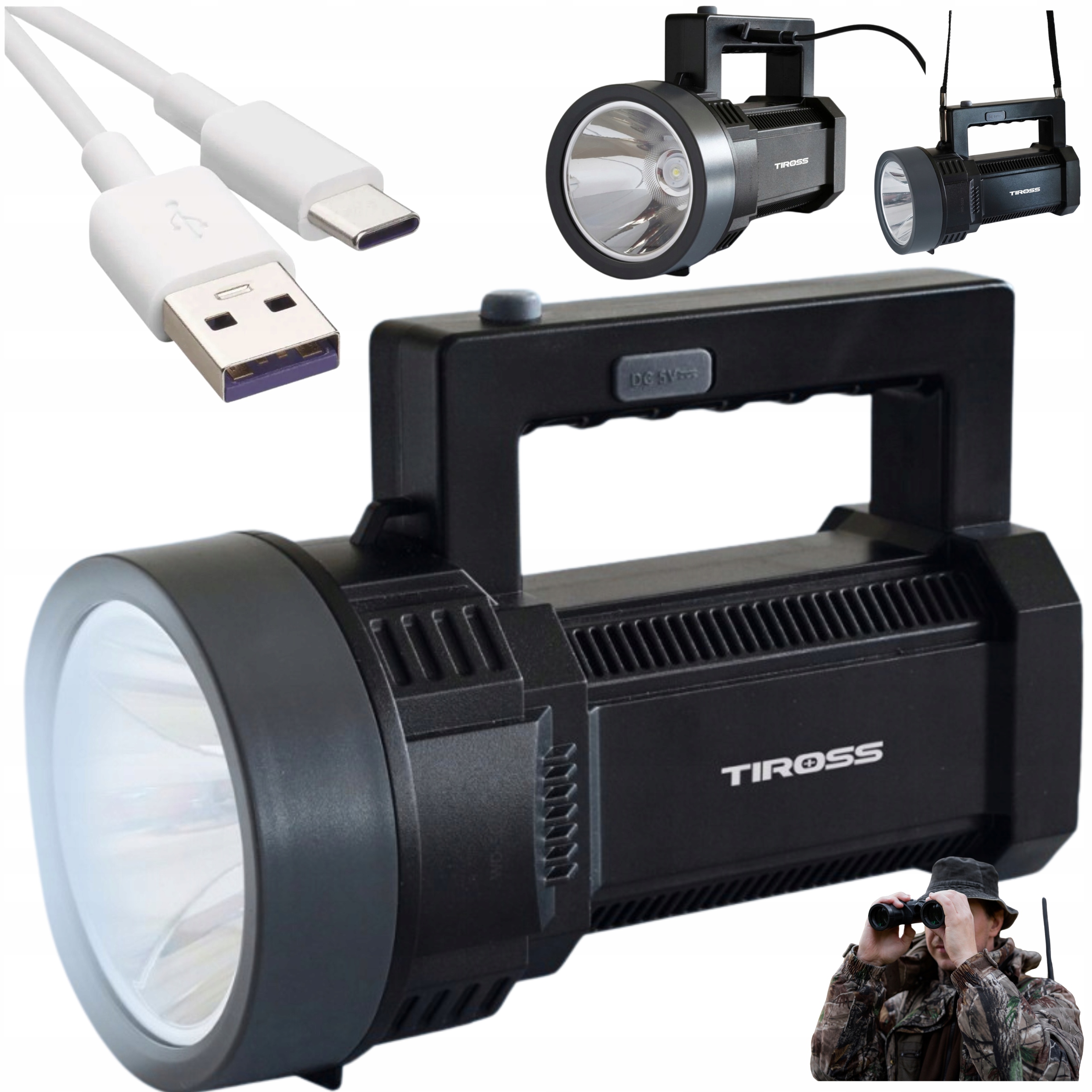 Mocna Latarka Akumulatorowa Led Turystyczna Duża 3 Tryby 180lm Usb-c
