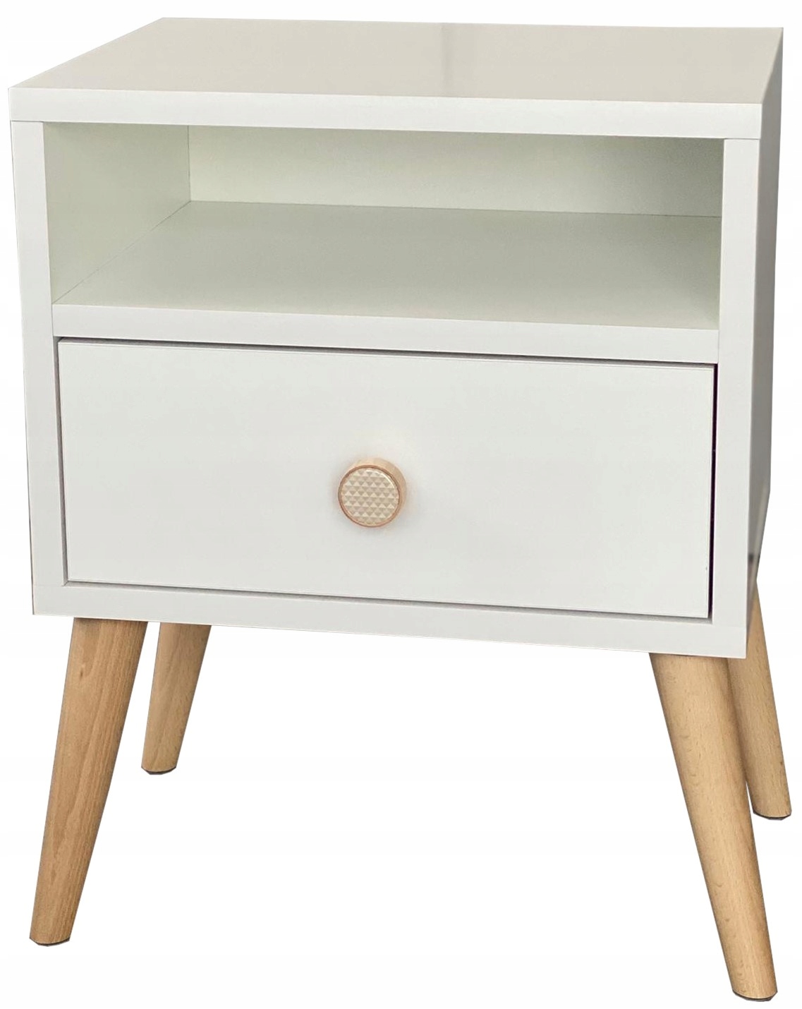 

Szafka nocna biała drewniana stolik nocny design