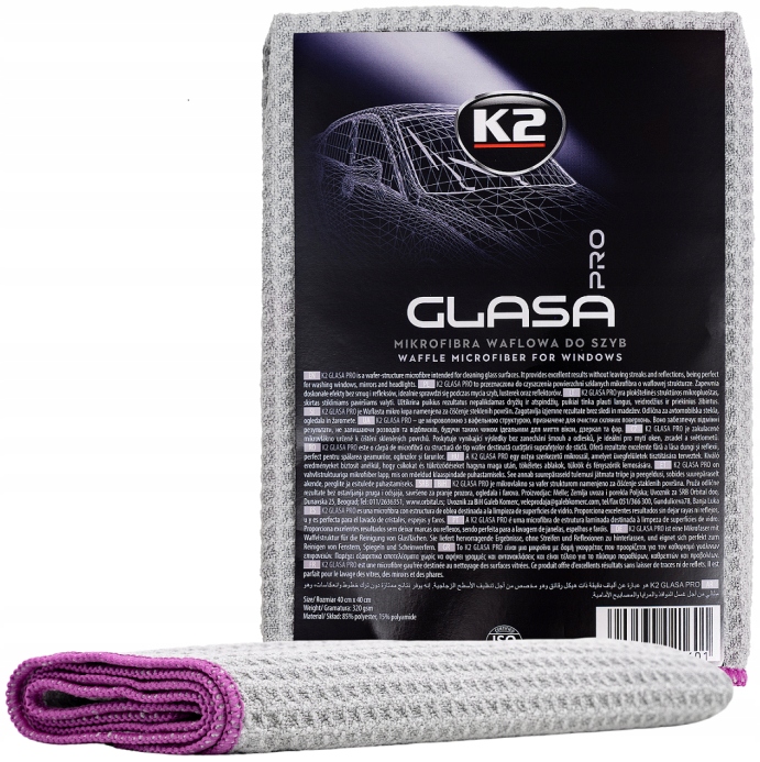 K2 Glasa Pro Mikrofibra Waflowa Do Czyszczenia Mycia Szyb Okien 40x40 D4030
