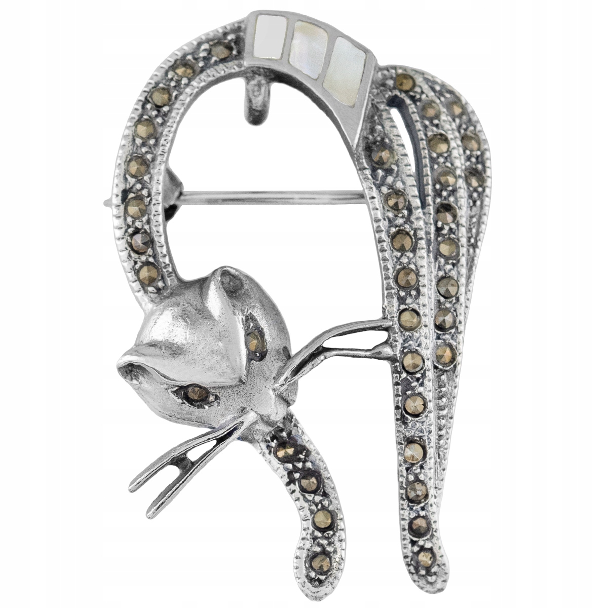 VERSIL broszka wisior kot markazyt masa SREBRO 925 Marka Versil