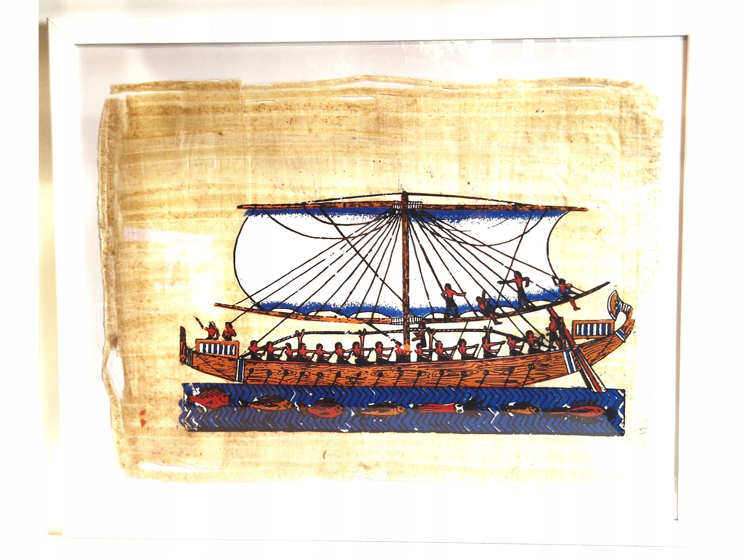53,0cm x 43,0cm / PAPIRUS - OBRAZ W OSZKLONEJ RAMIE PAMIĄTKA Z EGIPTU 88722