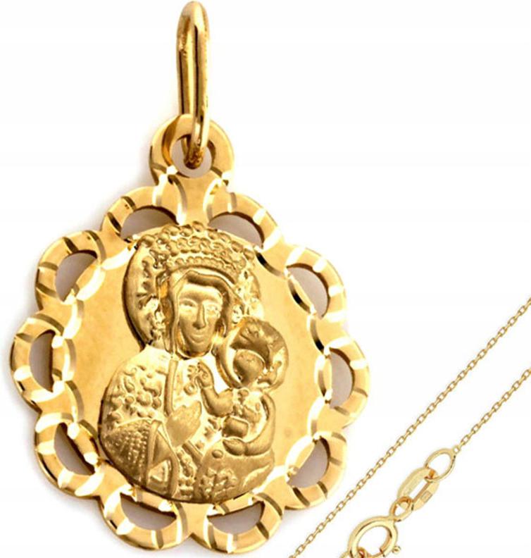 Zlatý komplet šperků 585 Matka Boží křest sada jako dárek 14kt