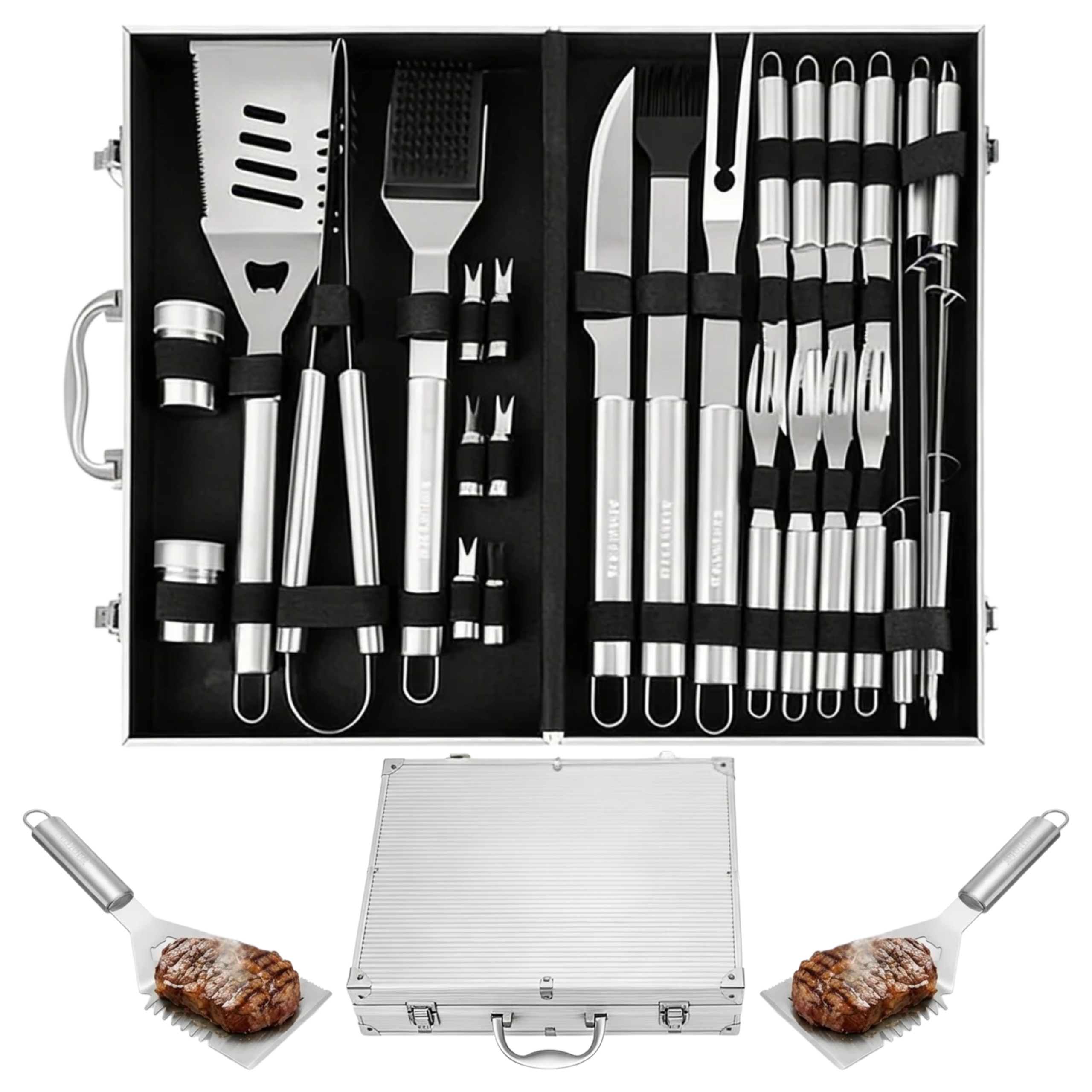 Sada na grilování Příslušenství Grilovací náčiní Příbory na Grilování Kufr