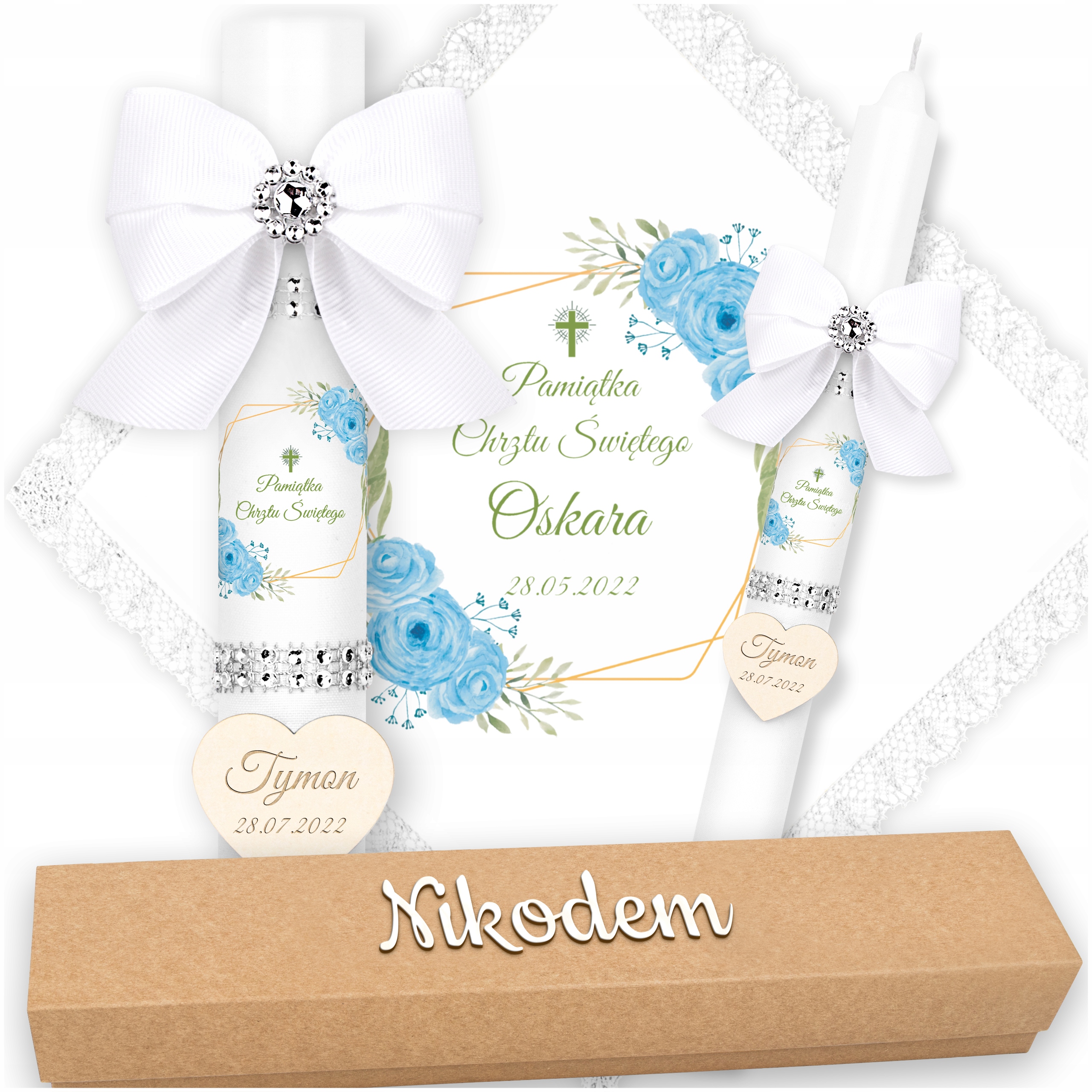 

Świeca na chrzest Biała Szatka Do Chrztu pudełko