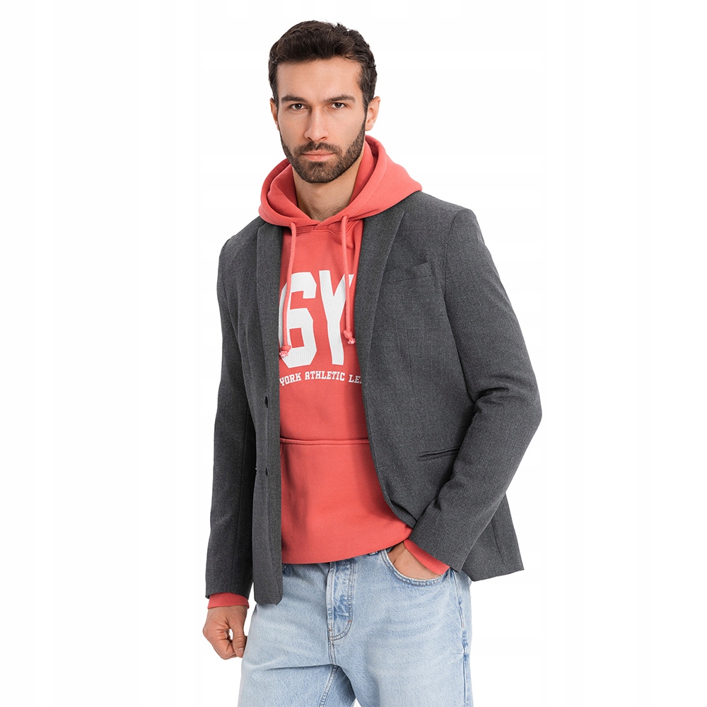 Elegantní sako s knoflíky, grafitové, V1 OM-BLZB-0114 S