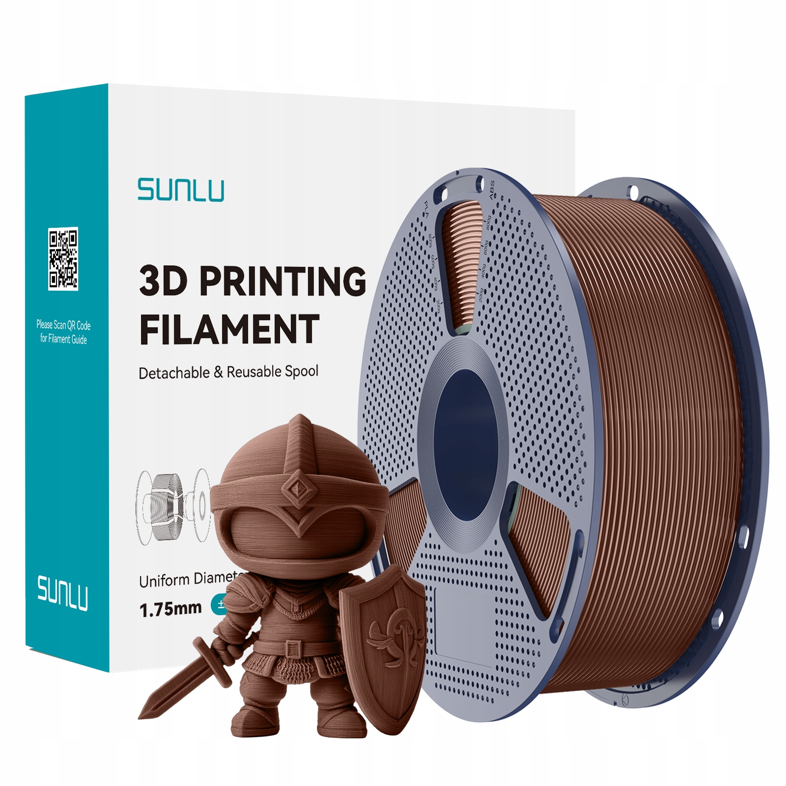 Filament PLA Sunlu 1,75 mm 1000 g brązowy