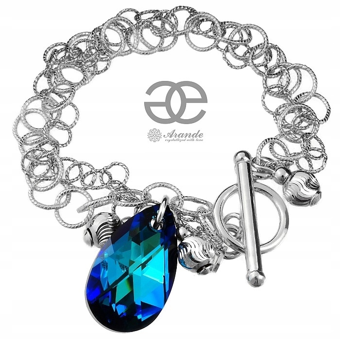 Křišťálový náramek Bermuda Blue Stříbro Arande