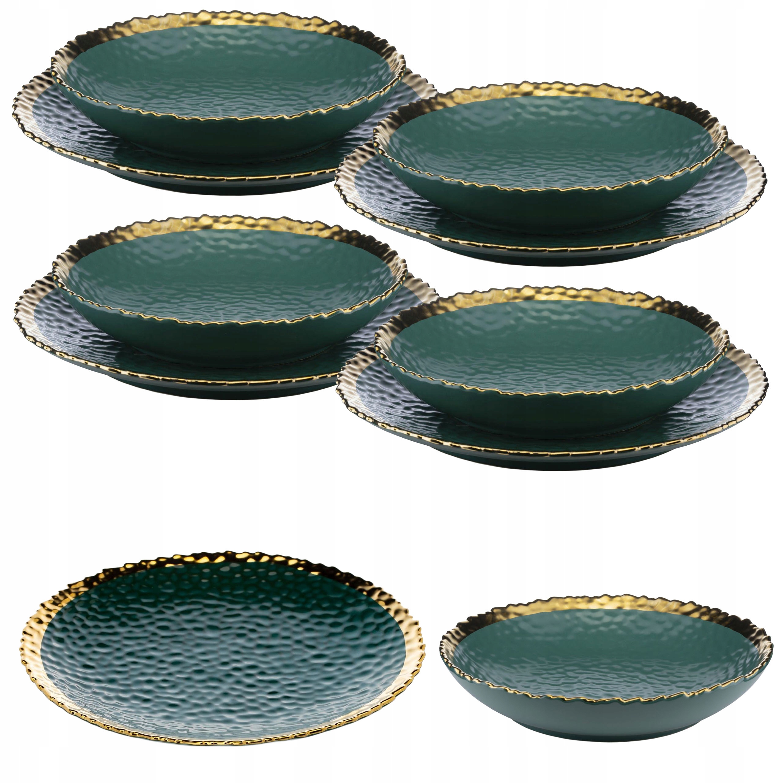 Komplet servis 8 talířů Kati Green Gold jídelní nádobí 4 os Glam