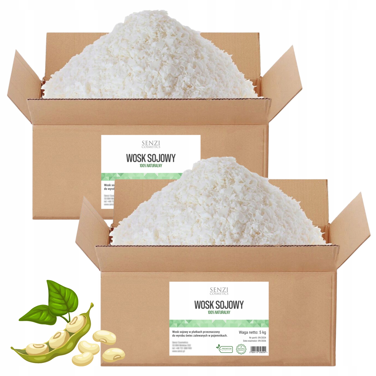 Sójový Vosk 10 Kg Přírodní Materiál Na Výrobu Svíček Senzi Cosmetics vločky