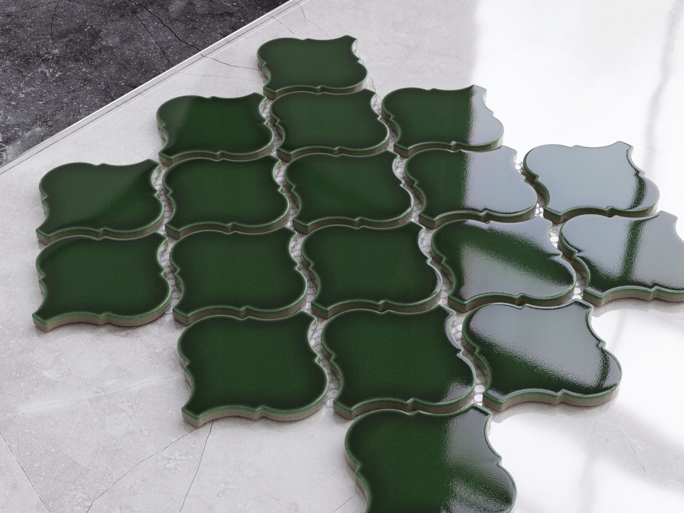 MOZAIKA CERAMICZNA ARABESKA DEEP GREEN ZIELONA Typ mozaika