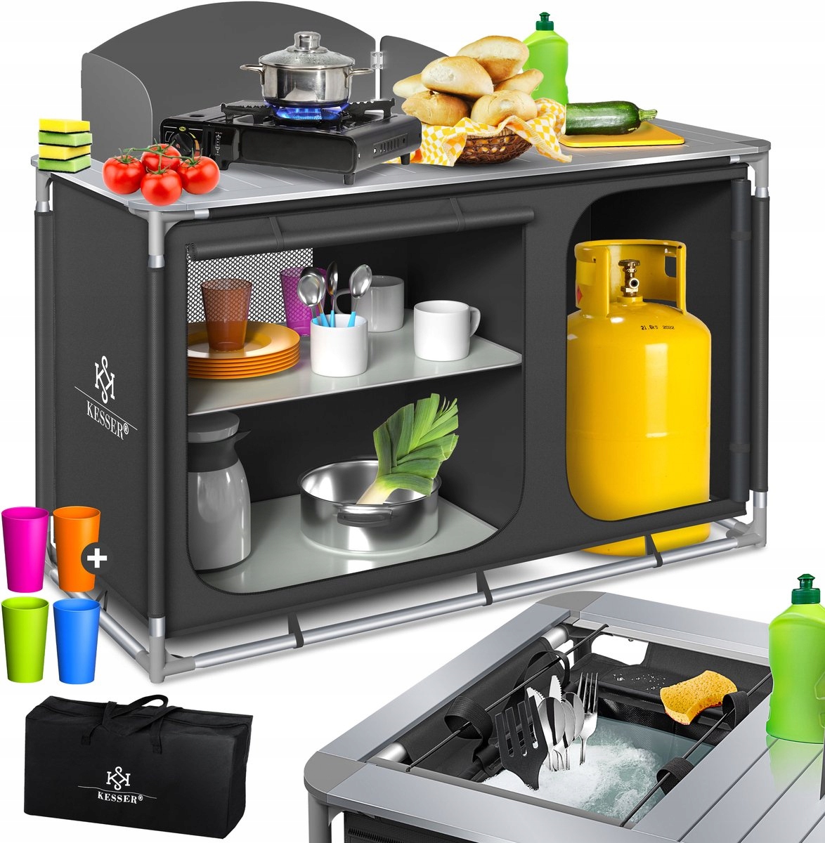 Kuchnia kempingowa kamperowa składana z torbą do przechowywania Kesser