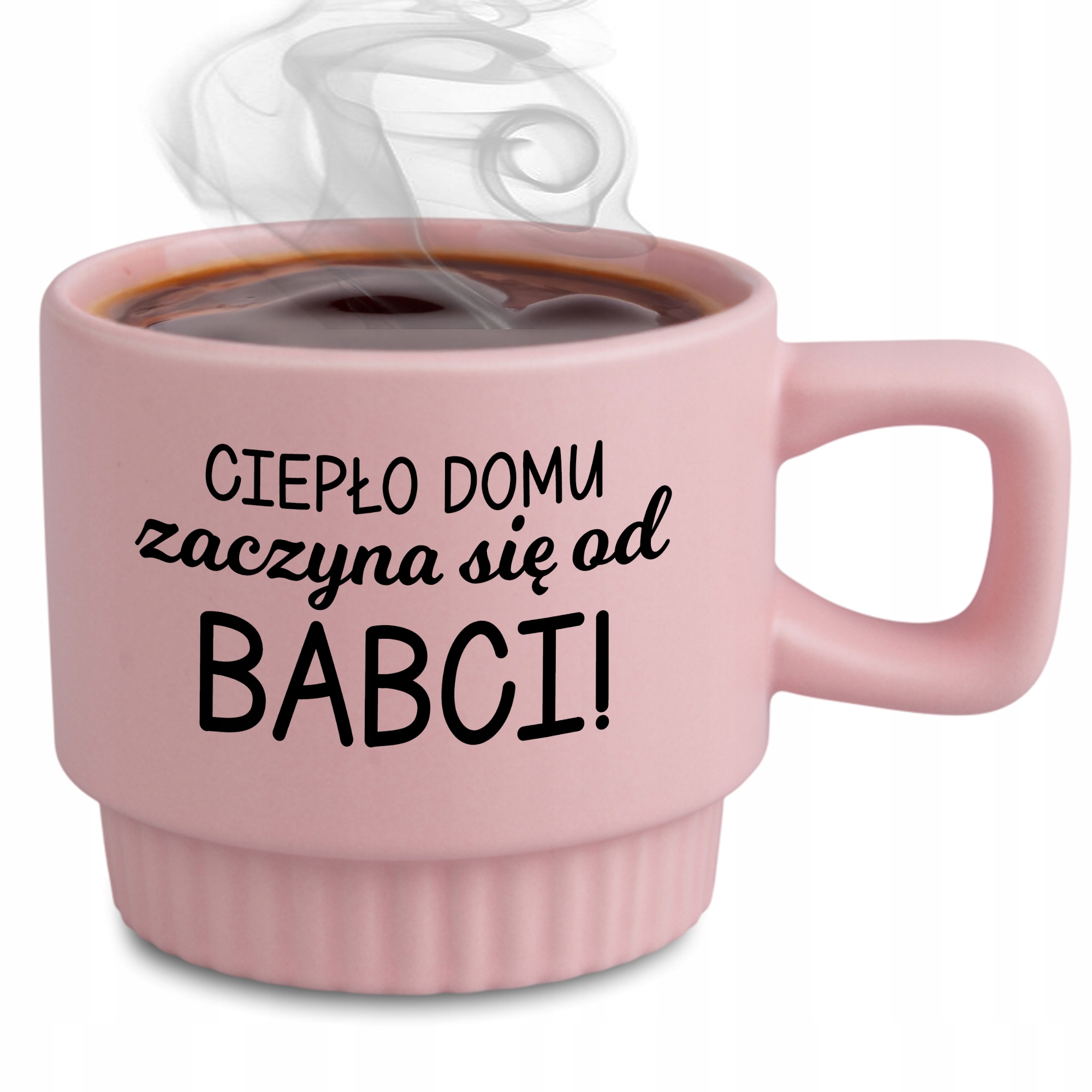 Ryflovaný hrnček Ružové teplo domu je pre babičku na Deň babičiek