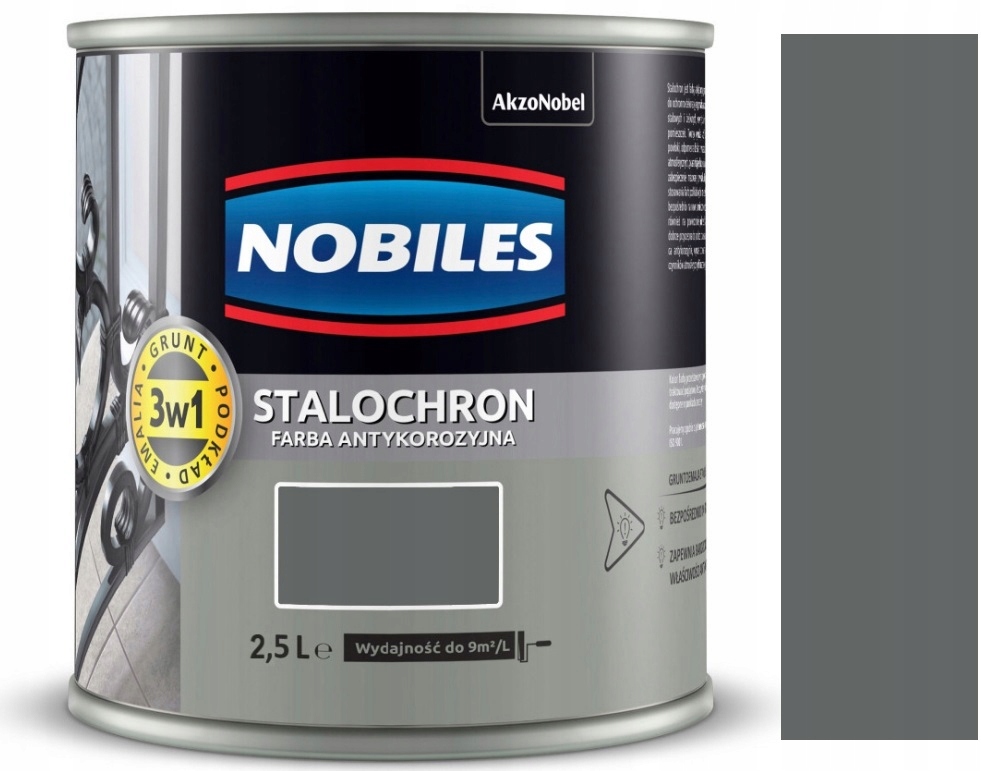 Nobiles Stalochron Farba Antykorozyjna Metalu Szary Jasny 7010 Połysk 2.5L