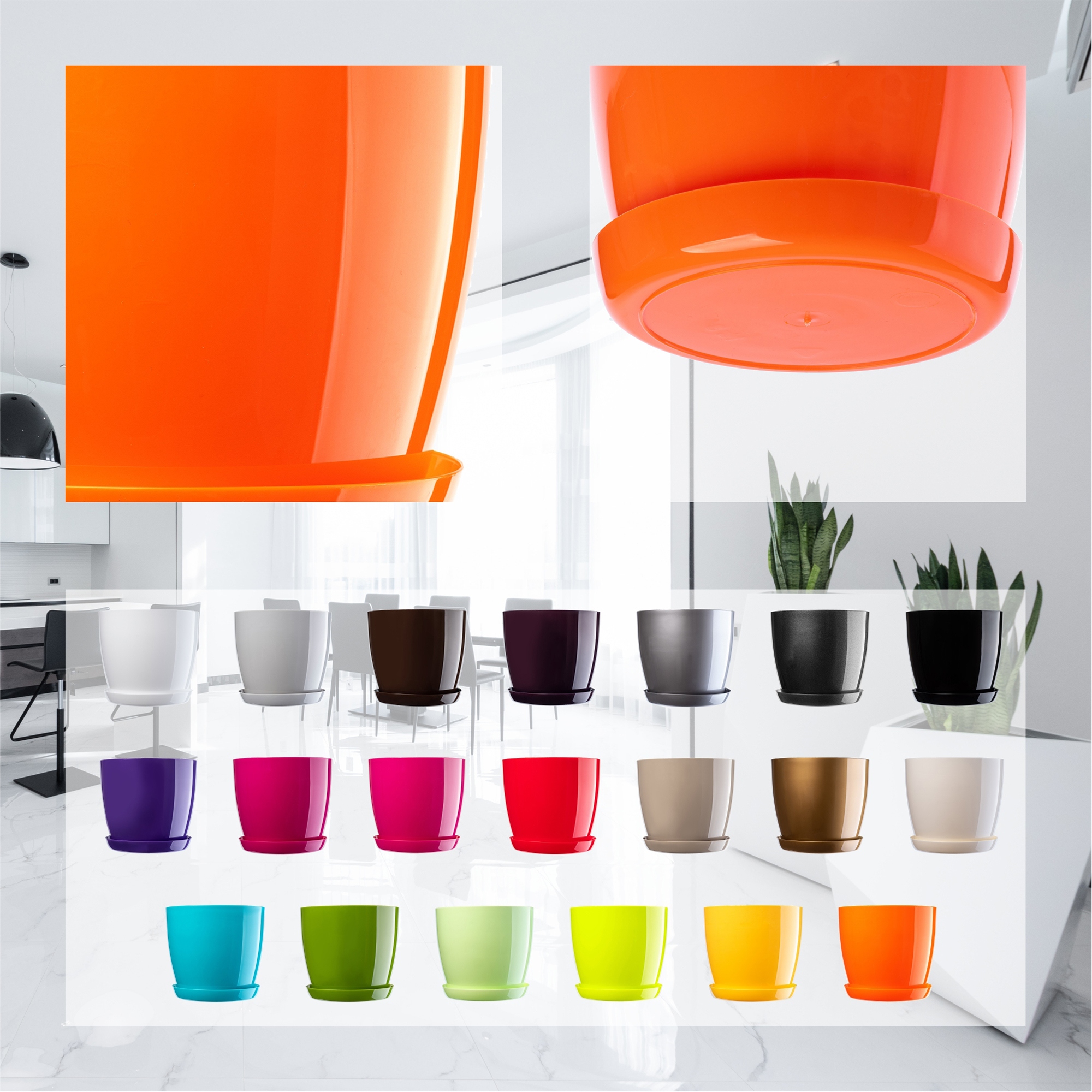 DONICZKA Z PODSTAWKĄ PLASTIKOWA OSŁONKA DONICA 18cm POMARAŃCZOWA KADAX Kolor odcienie pomarańczowego