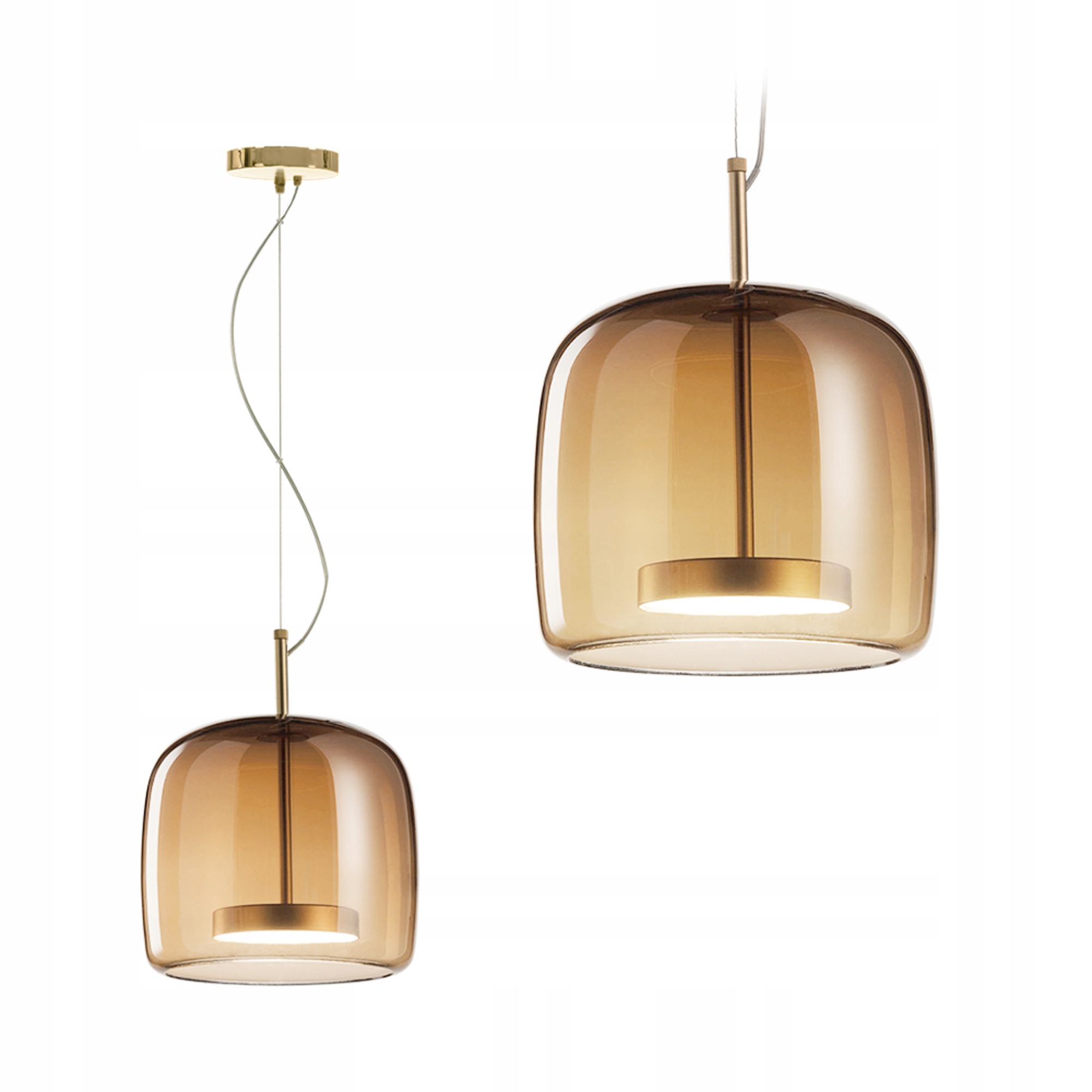 

Lampa Sufitowa Wisząca Szklana Amber Okrągła Led