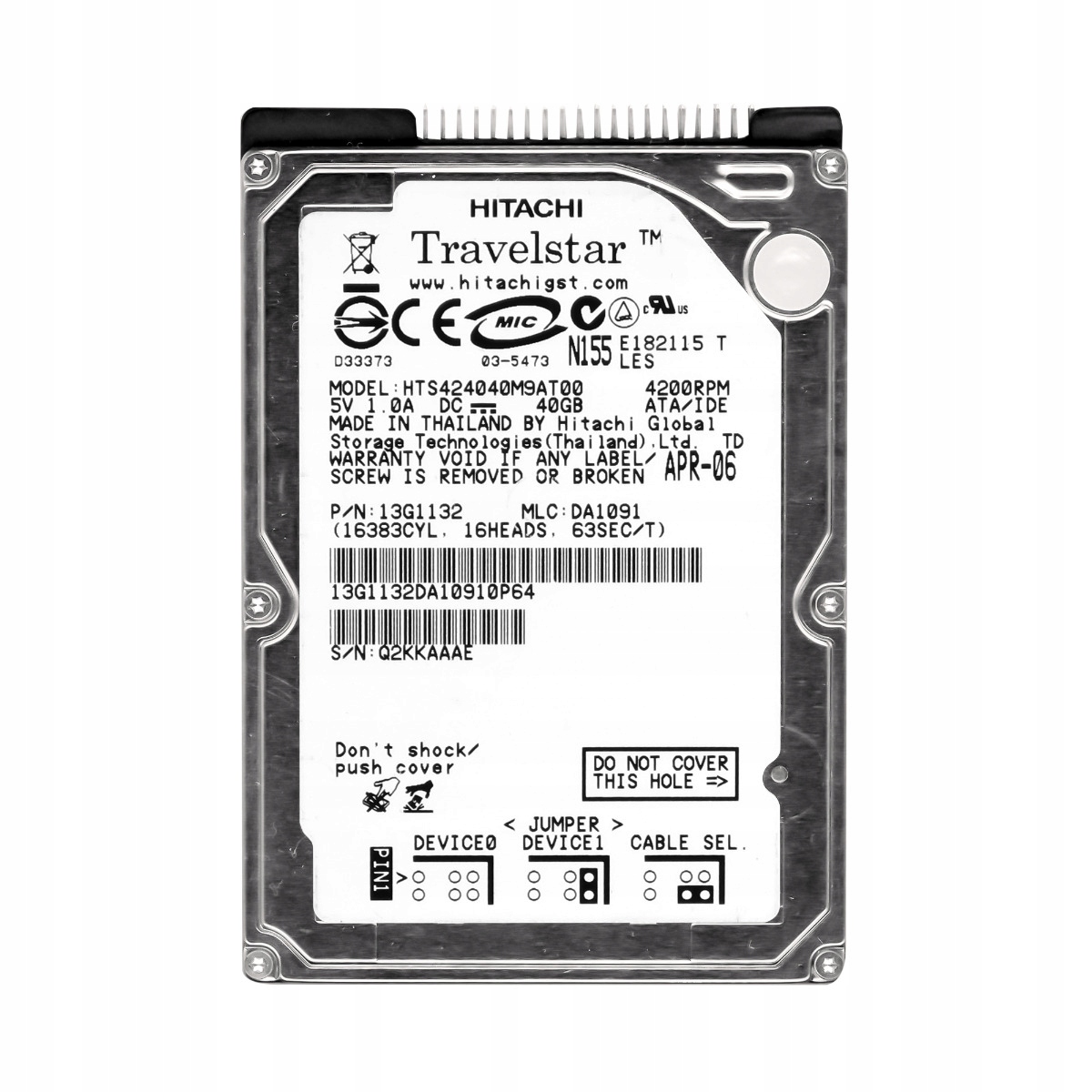 TravelStar 4K40 40GB 4.2K Ata 2MB 2.5'' HTS424040M9AT00