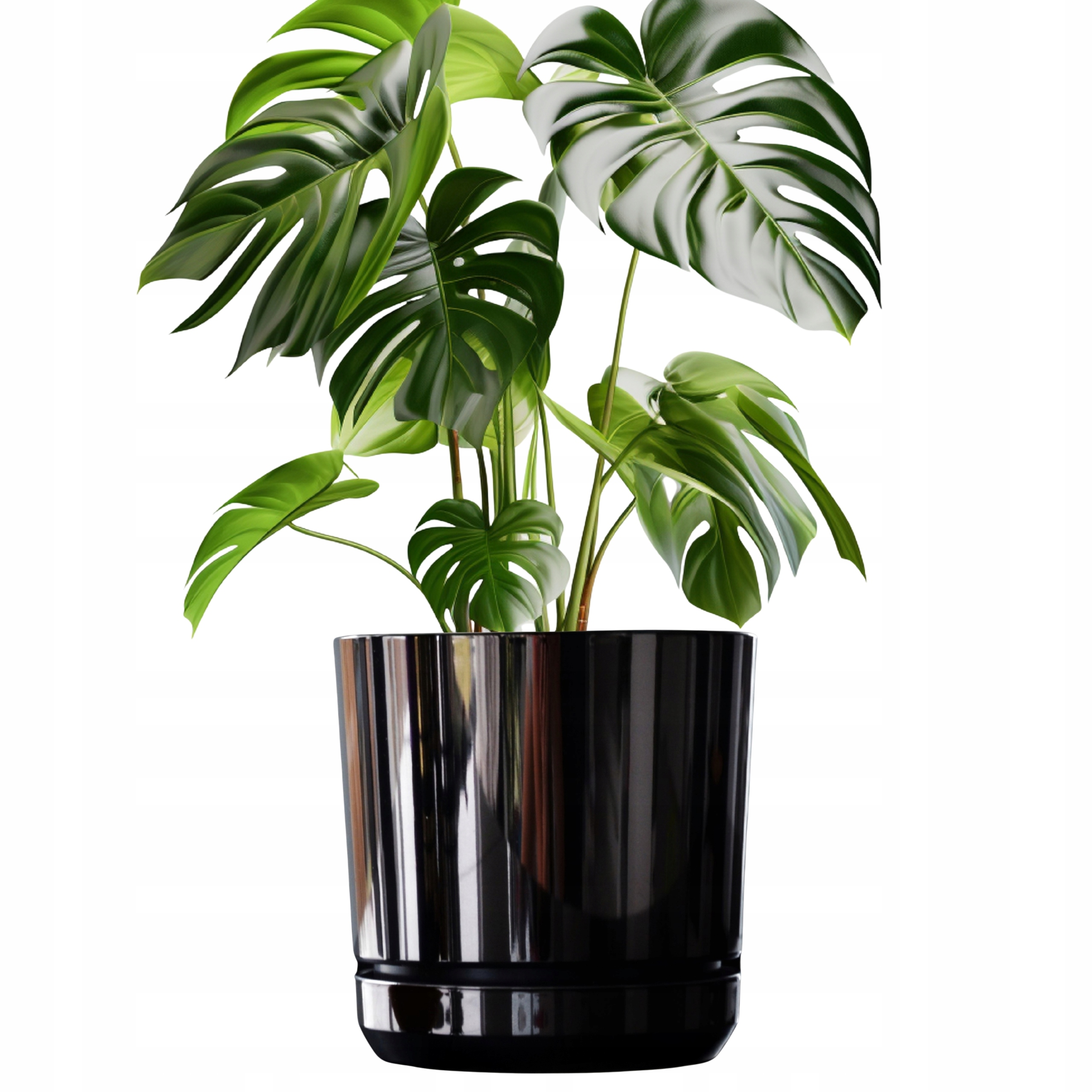 32 vzor Černý Lesklý velký široký květináč květináč s podstavcem lesklý