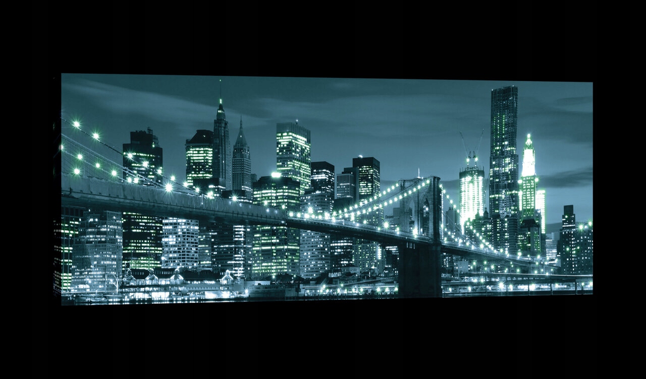 Obraz 145x45 New York Brooklynský most noc město odraz mrakodrapy