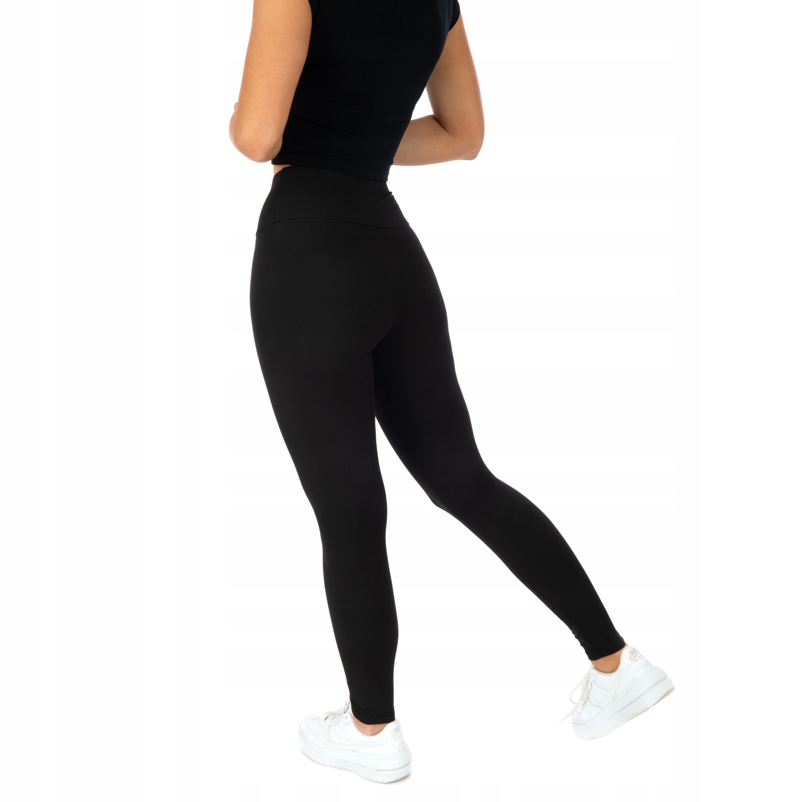 LEGGINSY CZARNE BAMBUSOWE PRĄŻEK LEGINSY JAKOŚĆ M/L Rozmiar M/L