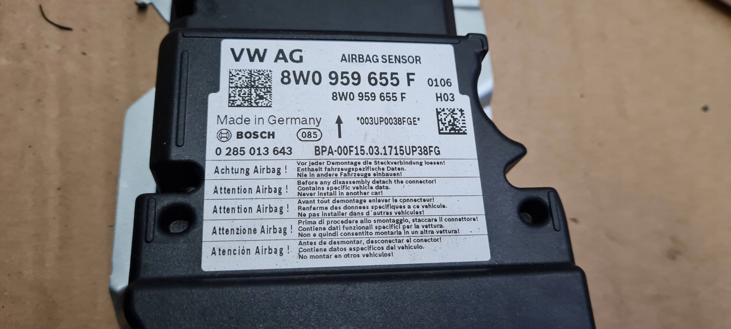 A5 8W modulo Centralina SENSOR airbag 8W0959655F A4 B9 8W