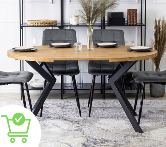 Stół Okrągły Rozkładany Do Salonu Jadalni Drewniany Dąb Złoty LUKAS 100/250 Materiał płyta MDF