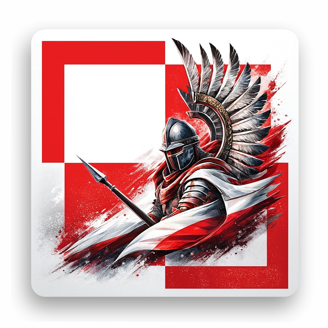 Naklejka szachownica patriotyczna, husaria, Polska, flaga Pl 5x5 cm A262