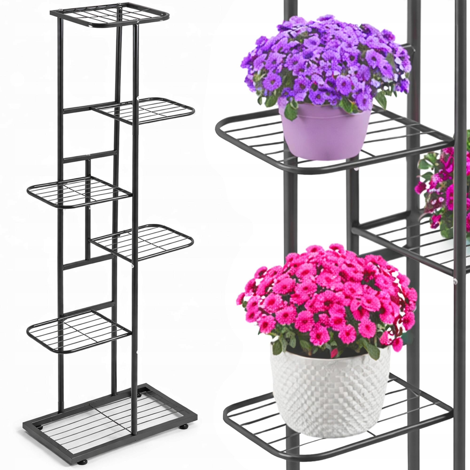 KWIETNIK STOJĄCY METALOWY LOFT CRAFT STOJAK NA KWIATY ROŚLINY PÓŁKI WYSOKI