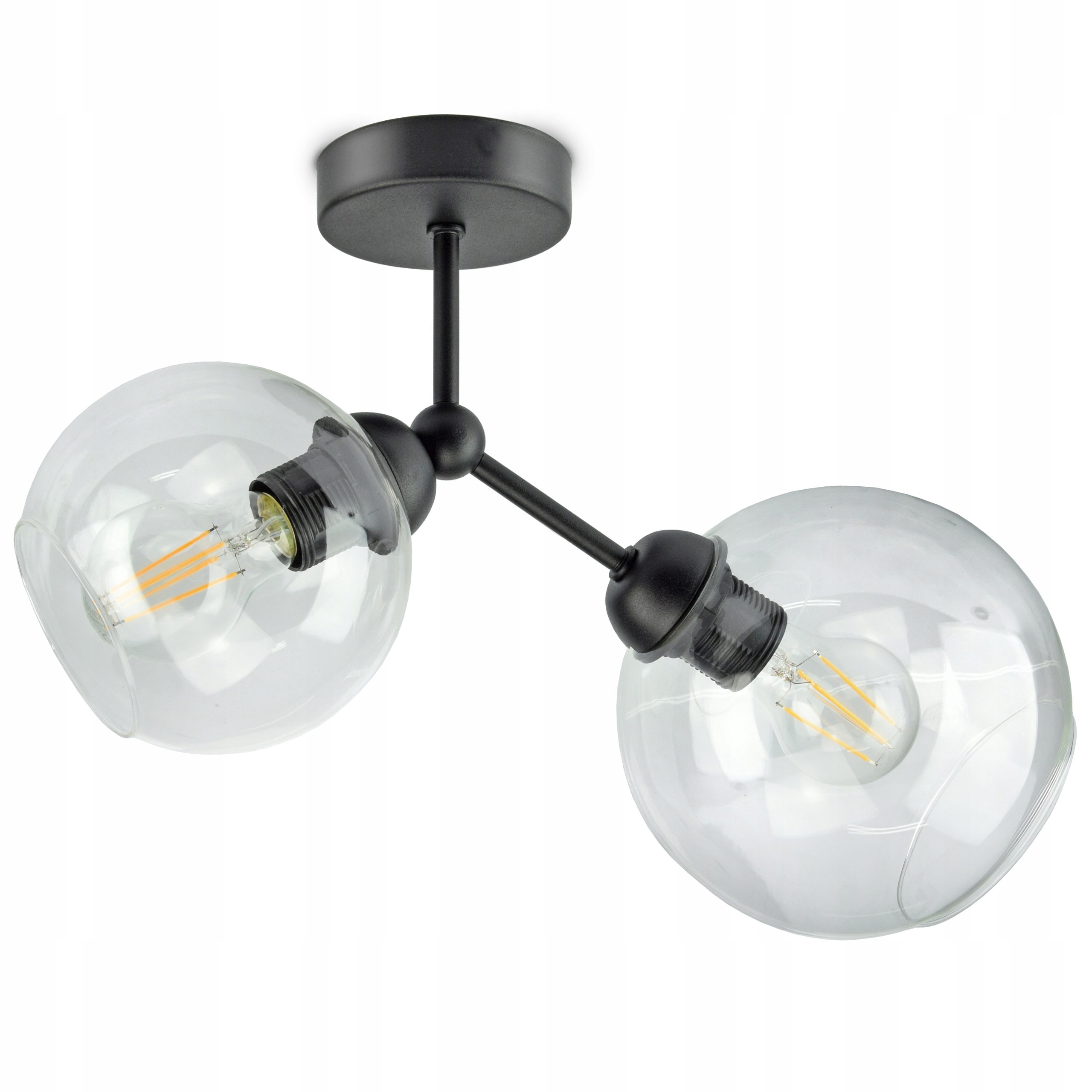 Lampa Lustr Dvě různé skleněné koule Transparentní