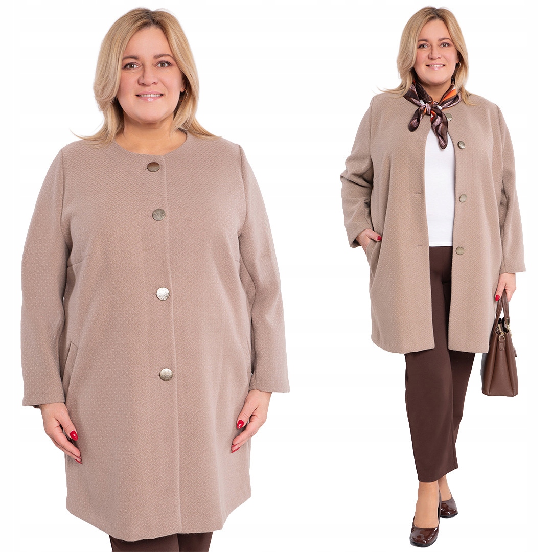 Elegantní kabát v tmavě béžové barvě 64