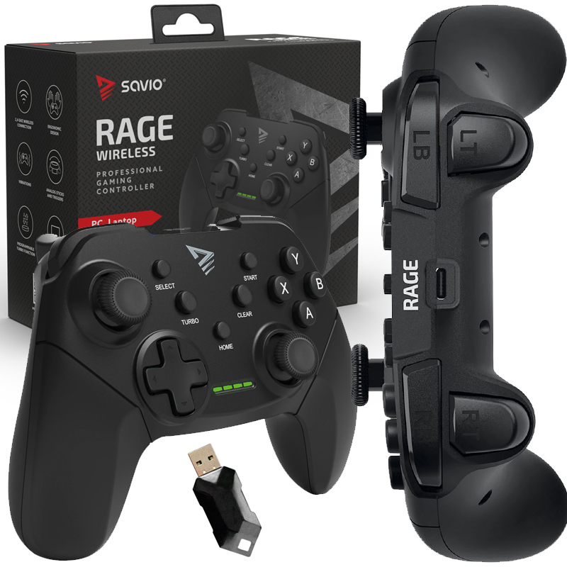 Kontroler Gamepad Pad Bezprzewodowy Do Pc PS3 Savio Rage Wireless Wibracje