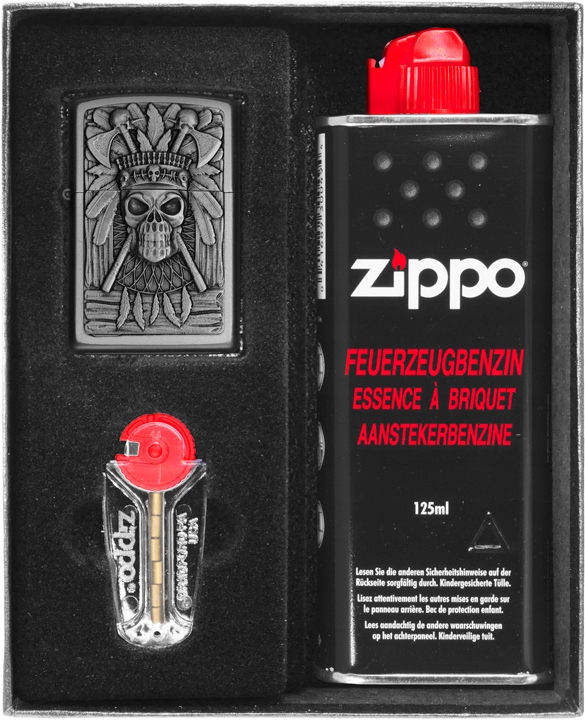 Sada Zippo Zapalovač Indian Skull Dárková No1
