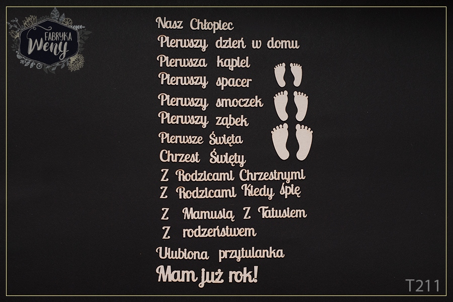 Tekturka T211 Pierwszy Rok Chłopiec zestaw napisów albumowych