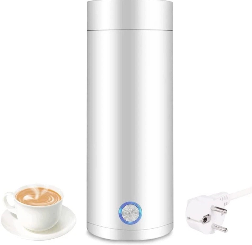 Mini Cestovní Konvice 400 ML S Funkcí Termosky Bílá 304 Ocel