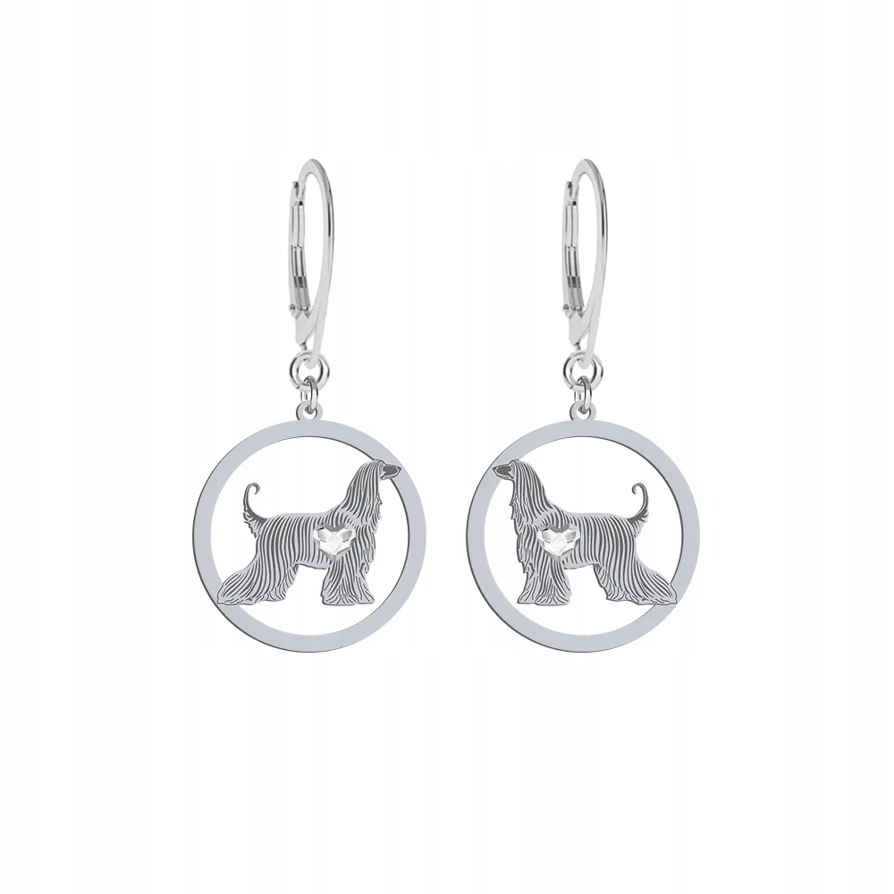 Stříbrné Náušnice od Afghan Hound 925 Šperky Dárek Žena Gravírování Bonus