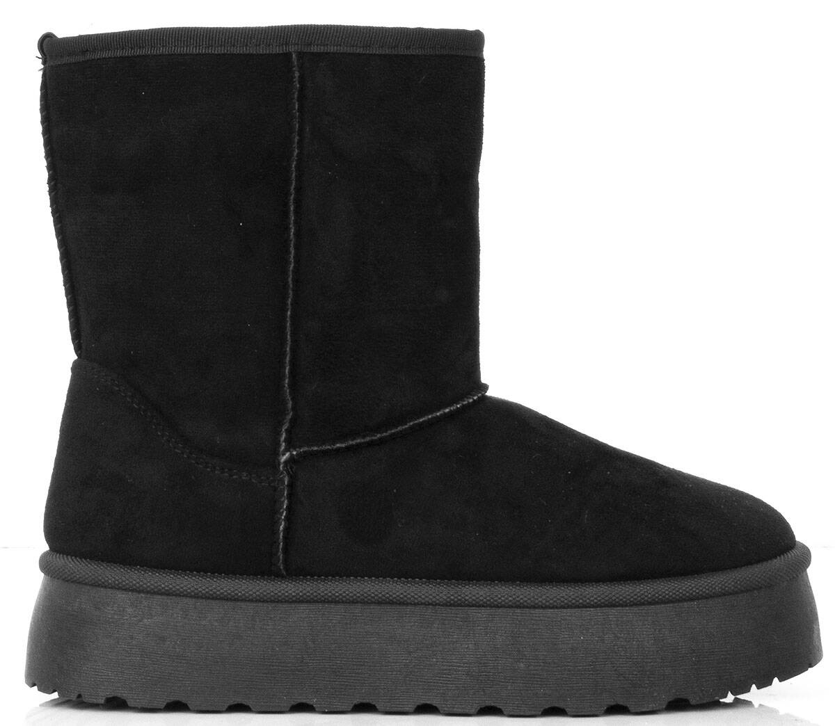 ŚNIEGOWCE CZARNE OCIEPLANE BOTKI PLATFORMA WYSOKIE 40