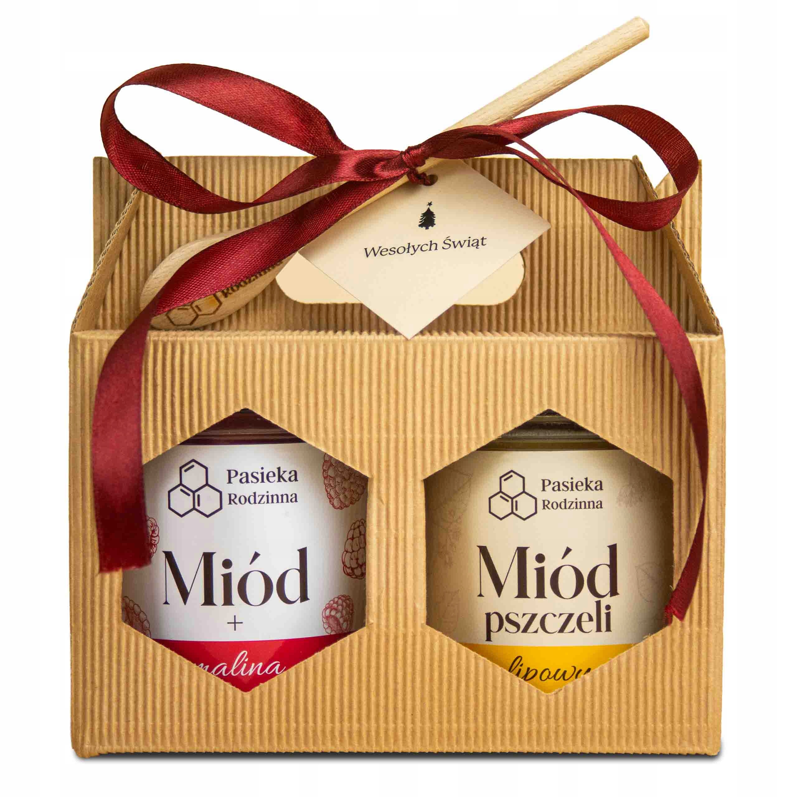 Levně Dárková sada malinový med mnohokvětý med 410 g s přívěskem v béžové barvě