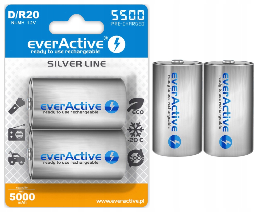 

2x Akumulator everActive R20 D 5500mAh Baterie