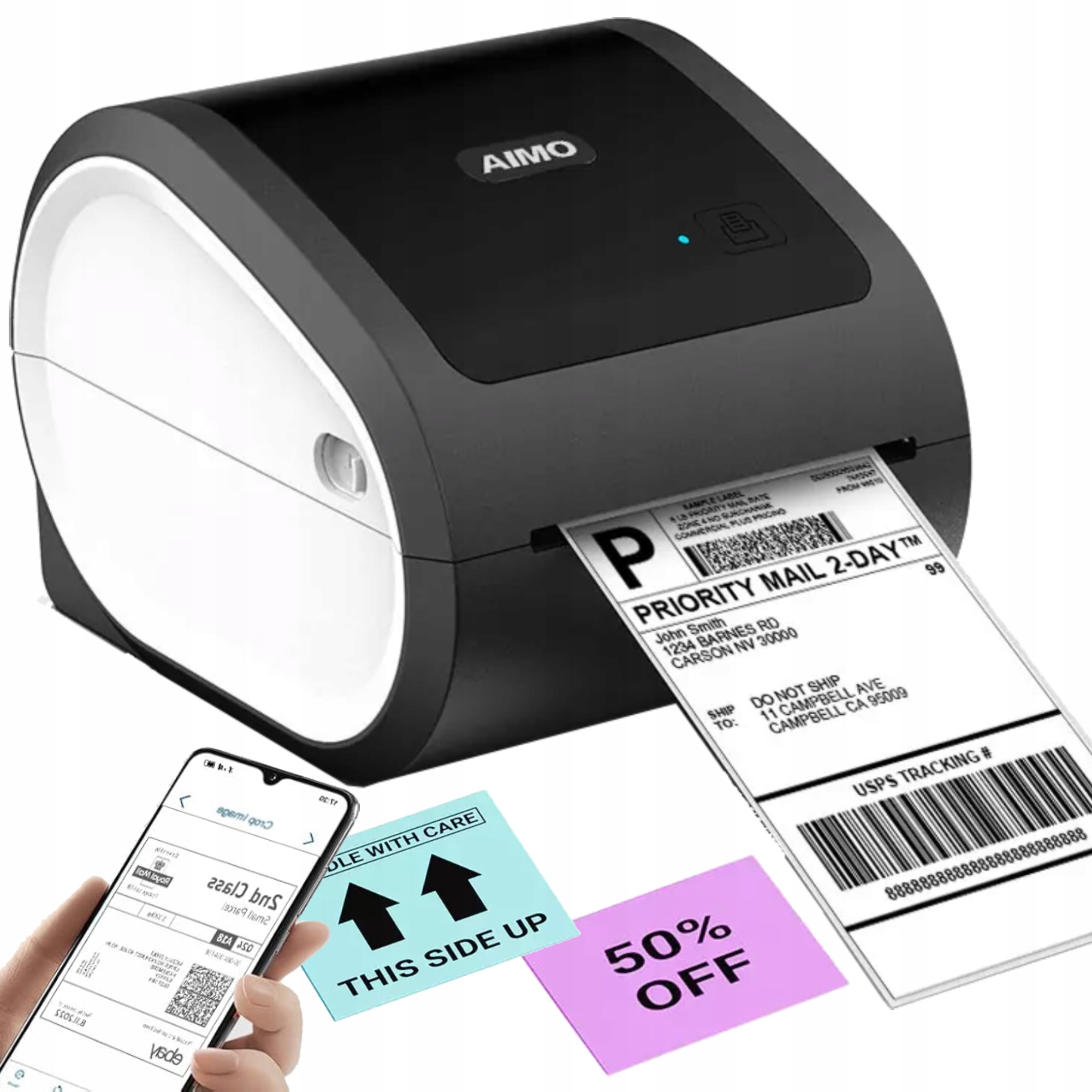 Tlačiareň nálepiek Aimo 6XL Pro 115 mm 300 Dpi Bt Pc Usb Lan kuriérska