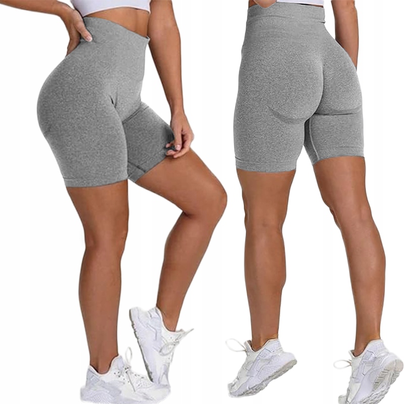 Legginsy Krótkie Sportowe Bezszwowe Wysoki Stan Fitness Szorty Kolarki L