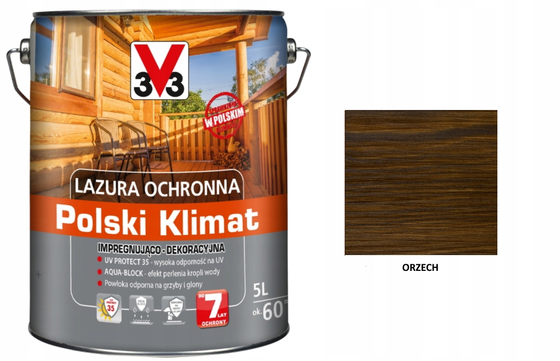 Lazura V33 Polský Klima 7 let 5 L impregnační Ořech satén
