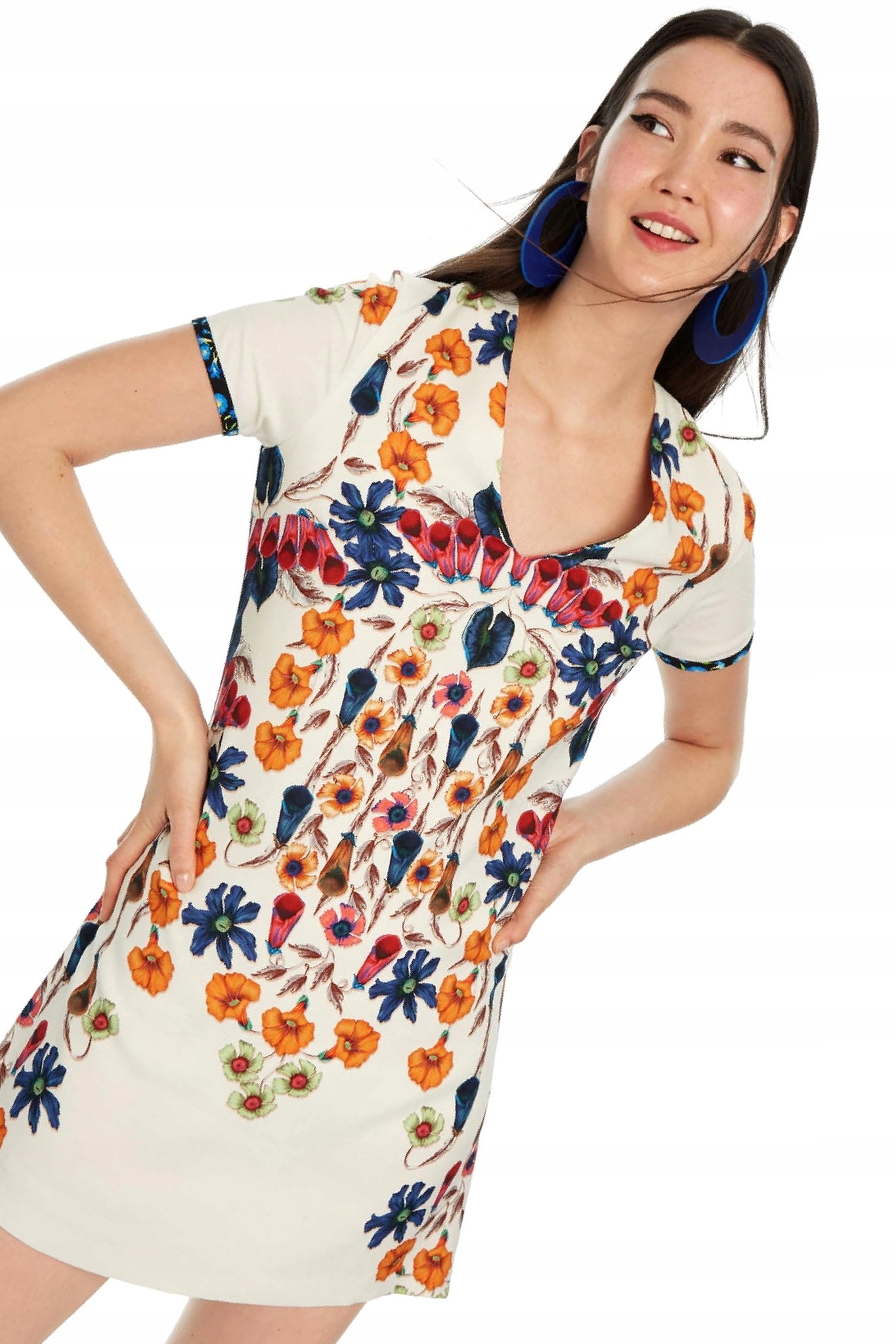 Šaty Desigual s květinami Boho Casual Mini L 40