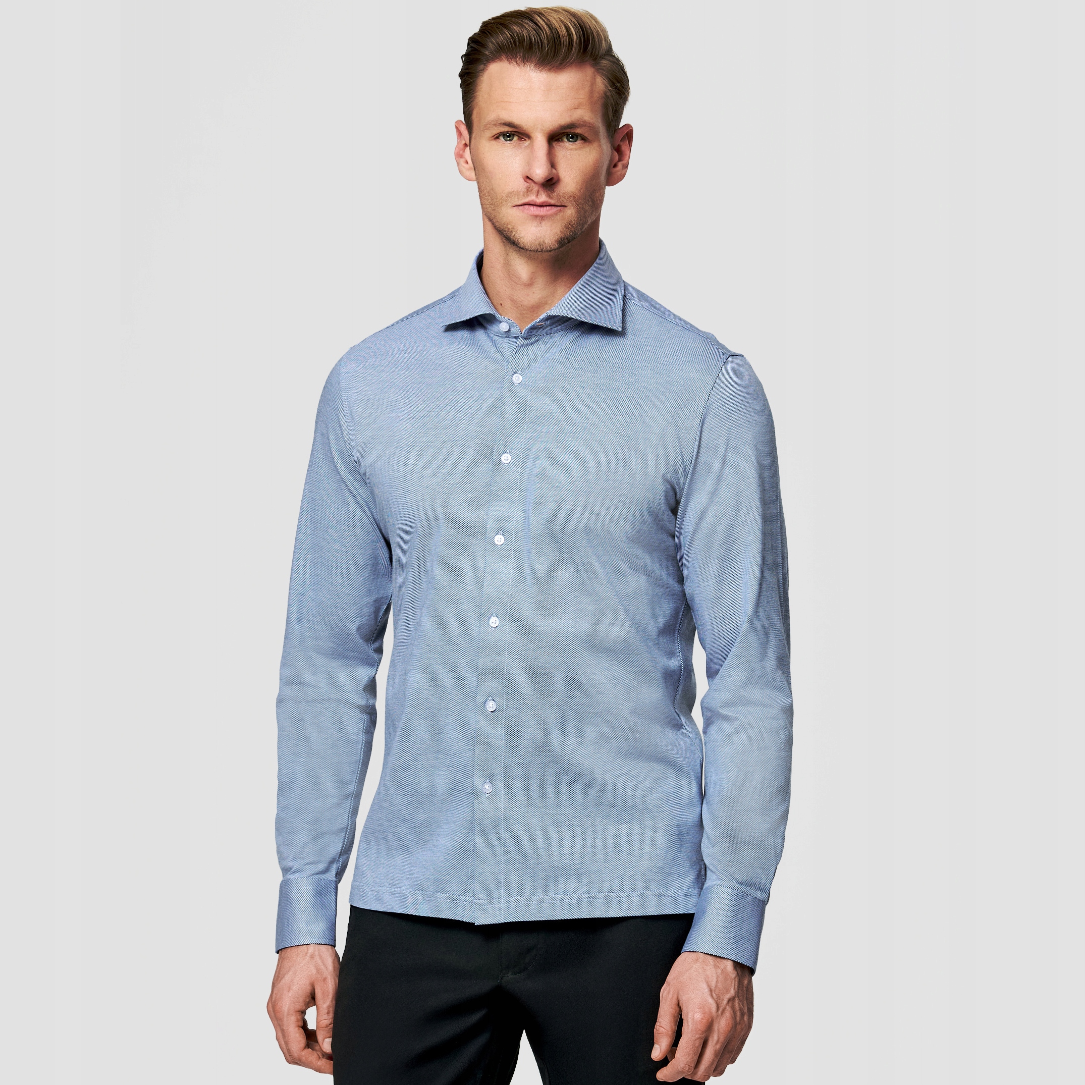 Modrá pánská košile s melírovaným vzorem 100% bavlna Pako Lorente vel S